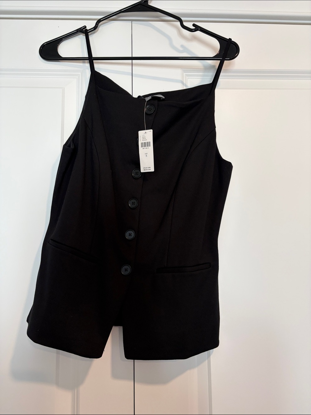 Anthropologie Black Button-Front vest